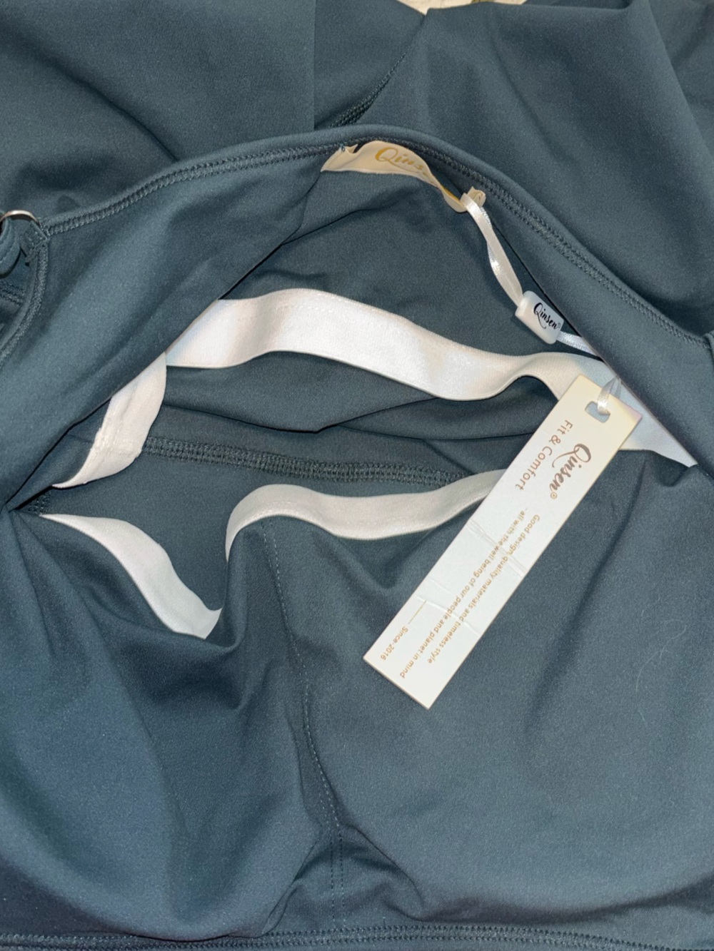 NWT QINSEN Womens Spaghetti Strap Bodycon Romper Short Jumpsuit Size XL TEAL - Picture 16 of 16